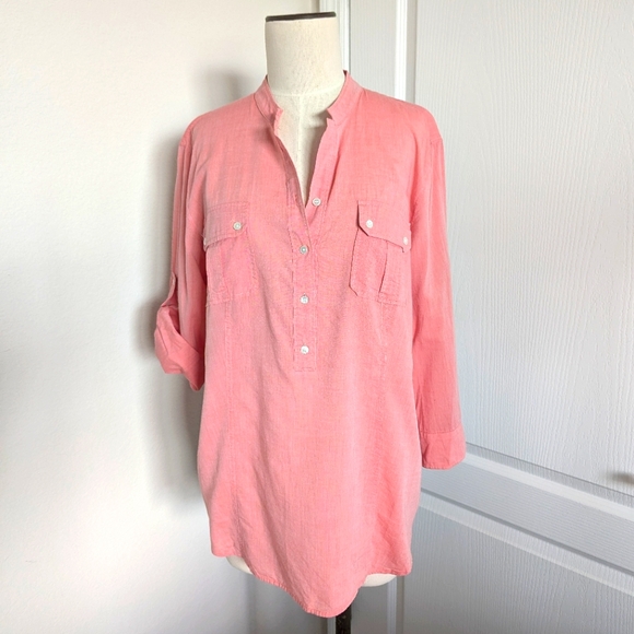 Talbots Tops - Talbots Red Heathered Cotton Henley